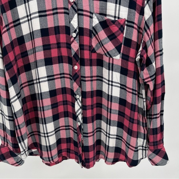 Rails Womens Hunter Plaid Shirt Size XXL Button Down Mulberry White Indigo - Picture 4 of 12